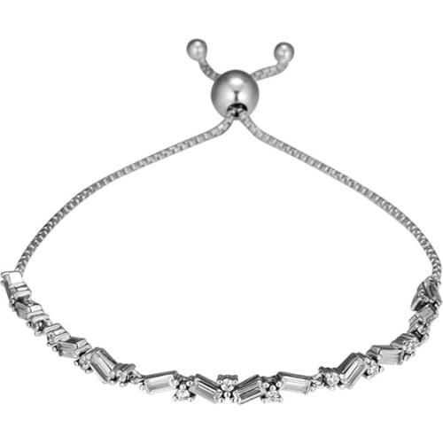 Glacial Beauty Sliding Bracelet Clear CZ Authentic 925 Silver Bracelets For DIY Woman Fashion Bracelets For Jewelry Making