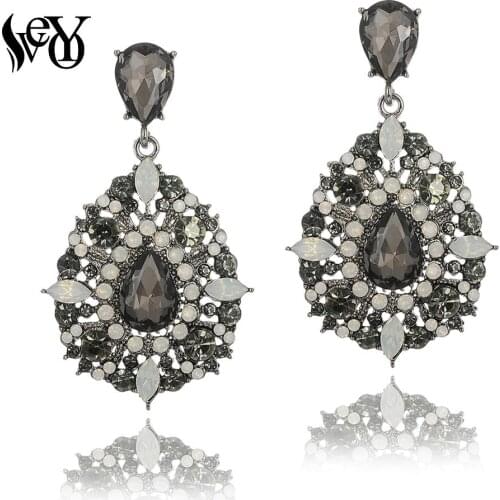 VEYO Mix Colour Luxury Crystal Drop Earrings for Women Elegant Rhinestone Earrings Fashion Jewelry Gift