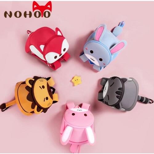 NOHOO School Bags 3D Cartoon Kids Bag for Girls Animal Backpack Boys Kindergarten Waterproof Toddler Backpacks with Safety Leash