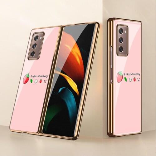 For Samsung Galaxy Z fold2 folding mobile phone case f9160 glass case 5g plated simple womens style