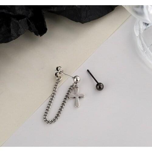 Modern Jewelry The Cross Tassel Earrings 2021 New Design Silvery Plating Hot Selling Asymmetric Earrings For Women Gifts