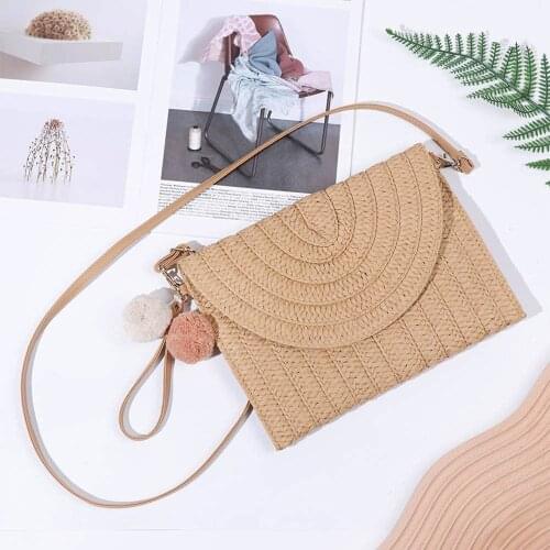 2021 New Fashion Women Girls Crossbody Envelope Bag Elegant Straw Handbag Clutch Summer Beach Shoulder Bag Mobile Phone Bolsa