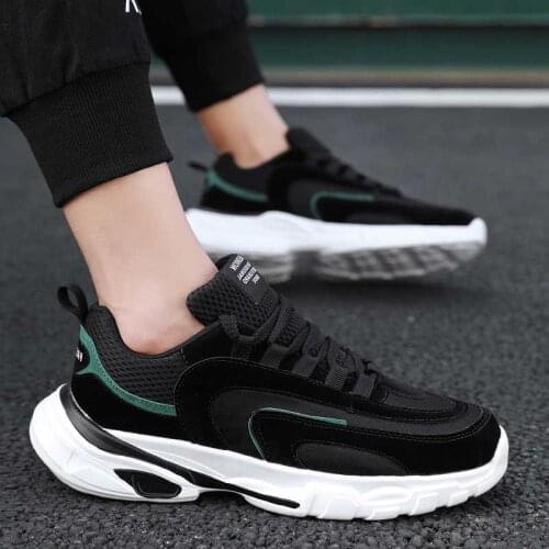 Trend Mens Sports Shoes Breathable Lace-up Outdoor Sneakers Shoes Soft Lining Non-slip Running Shoes Athletic Shoes Gym Shoes