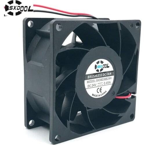 Fan 8038 DC 24v 80mm Cooling Fan Dual Ball Bearing 0.45A,High Speed CFM Air Flow,80X80X38mm,for Server Inverter Case Cooler