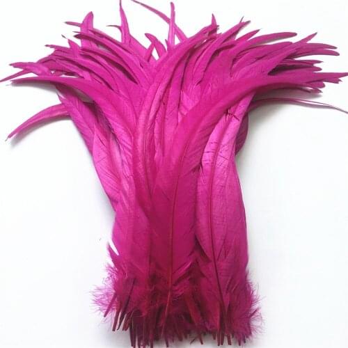 Top Quality 50 Pcs/lot Rose Red Rooster Tail Feather 30-35cm 12-14inch Natural Feathers Wedding Decoration clothing accessories