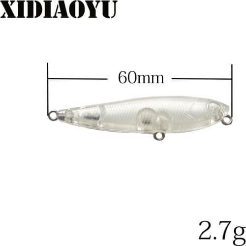 Blank bait 10PCS Lápiz flotante Micro-Cebo duro para perros, cebo artificial a base de agua Zigzag de 60mm y 2.7g