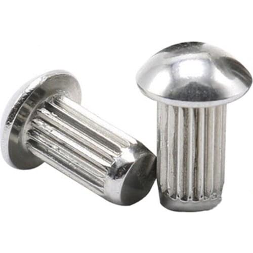 20pcs M3 304 stainless steel Half round head nameplate knurled rivet Semicircular heads sign rivets GB827 4mm-12mm Length