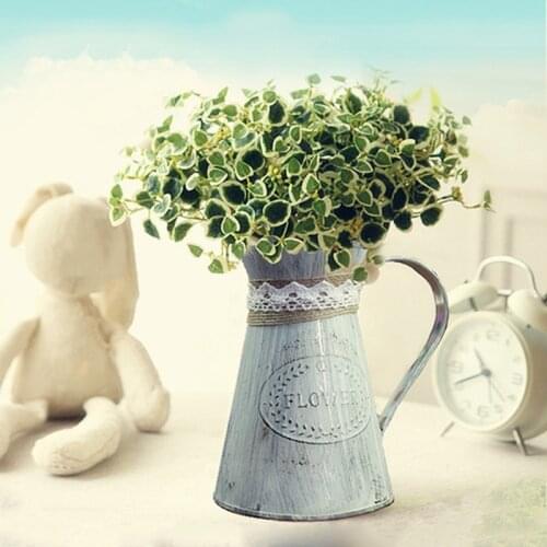 Retro Iron Vases Vintage Pitcher Vases Metal Rustic Farmhouse Decorative Garden Flower Holder E7