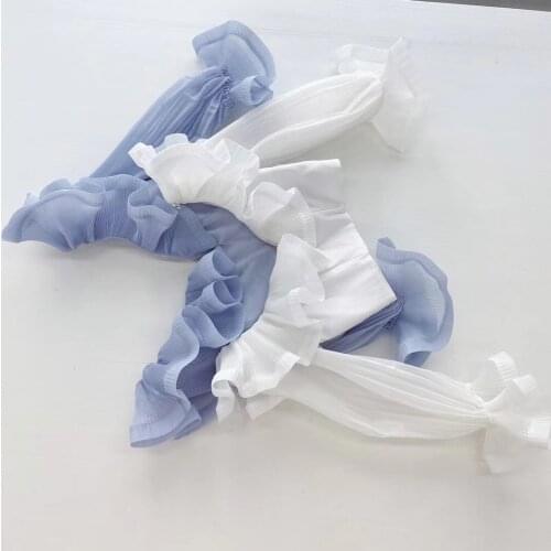 Women Blue Shirt 2021 Womens High Quality V-Neck Sexy Long-sleeved Ruffled Pleated Blouse