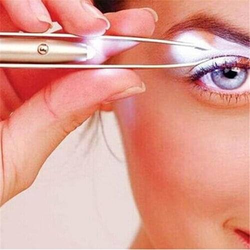 Womens fashion Beauty Tool Eyelash Eyebrow Hair Removal Tweezers Remover Makeup Cosmetic with LED Light