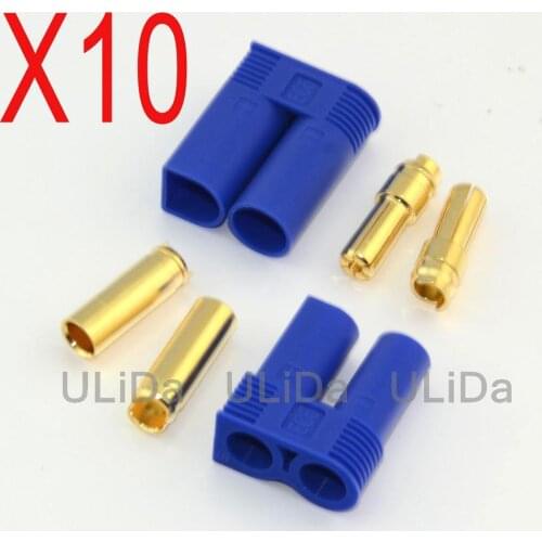 10 Pair 5mm EC5 Bullet Connector Male + Female Plugs Adapters Battery Losi EC5 for RC HELICOPTER CAR Quadcopter Mulitcopter