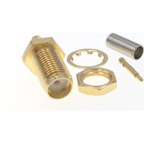 100pcs RP-SMA Female Jack Male Pin Crimp RF Coax Connector For RG174 RG178 RG316 Cable