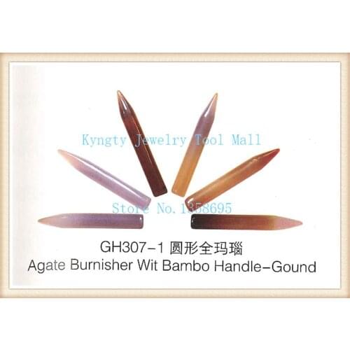 6pcs/lot agate burnisher wit bamboo handle round Gold and Sliver Burnisher Polishing Agate Knife