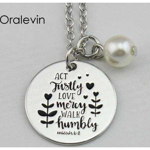 ACT JUSTLY LOVE MERCY WALK HUMBLY Inspirational Hand Stamped Custom Necklace Gift Jewelry,10Pcs/Lot, #LN621
