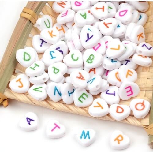 50pcs/lot 12mm Colourful Heart Shape Acrylic Loose Spacer Beads for Jewelry Making DIY Accessories