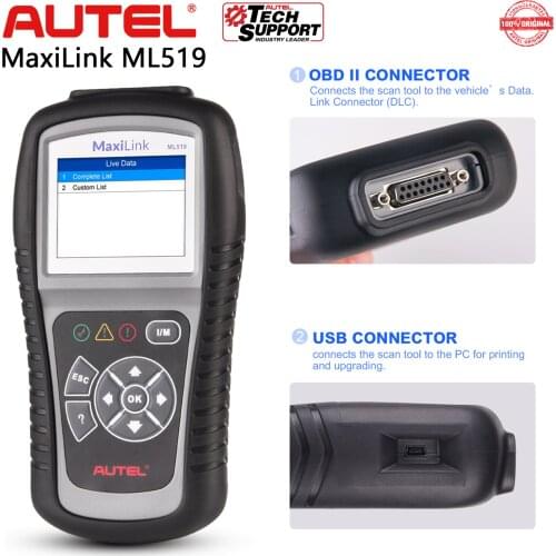 Autel MaxiLink ML519 OBD2 Auto Scanner Diagnostic Tool Automotivo Automotriz Automotive OBD 2 EOBD Car Diagnostic Scanner