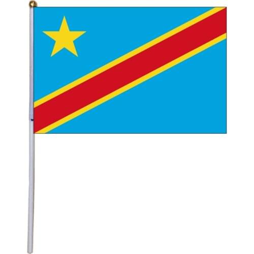 Free shipping xvggdg 100pcs 14 * 21cm Congo hand flag Promotion Wholesale Small Congo Hand Waving National Flag