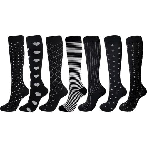 High-Quality Black Compressive Stockings Nurse Men Novel Striped Love Original Design Happy Funny Sports Nylon Socks Women Gifts