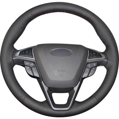 DIY Customize Braiding Black Synthetic Leather Car Steering Wheel Cover For Ford Fusion Mondeo 2013 2014 Edge 2015 2016