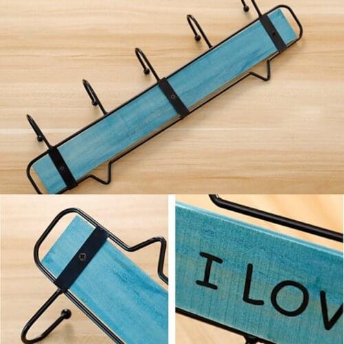 Household Hook Rack Solid Wood Wrought Iron Coat Hook Kitchen Wall Decoration Hook Rack House Hooks Household Use