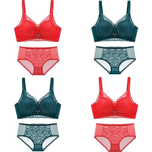 New Year Christmas Party Red Green Color Women Sexy Lingerie Set Lace Wirefree Chiffon Bra Small Size Underwear Sets AA A B
