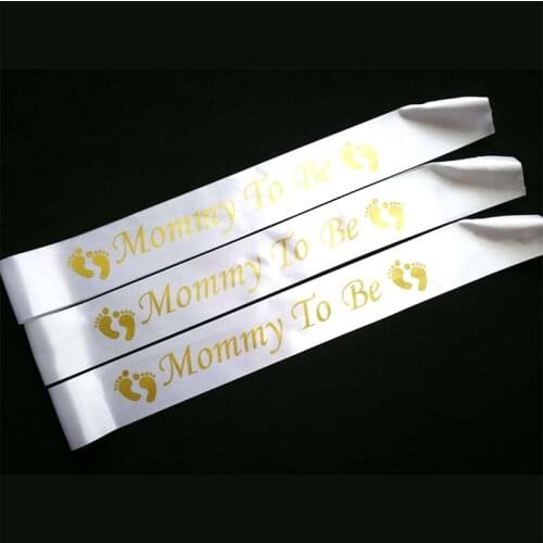 Hot baby shower etiquette with party belt single-layer white cloth gold print "mommy to be"
