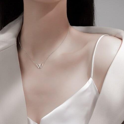 Fashion Simple Letter W Pendant Elegant Lady Inlay Zircon Silver Color Necklace Charm Women Nightclub Party Jewelry Accessories