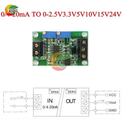 Voltage To Current Module 0-2.5V3.3V 5V 10V 15V 24V to 4-20mA Current Transmitter Supply Module DC 7V-30V 12v 24v