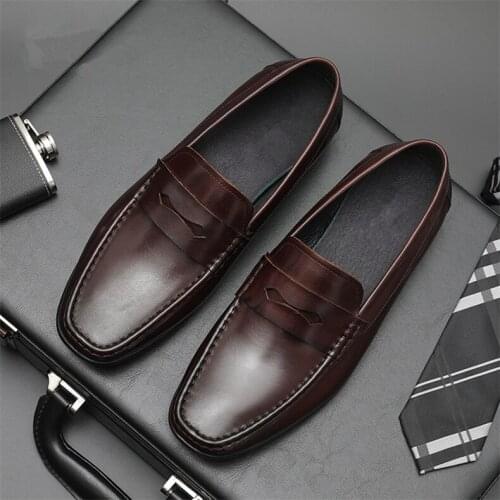 Fashion Classic Men Shoes Casual Breathable Slip On Loafers Genuine Leather Moccasins Comfortable Flat Male Waterproof Footwear