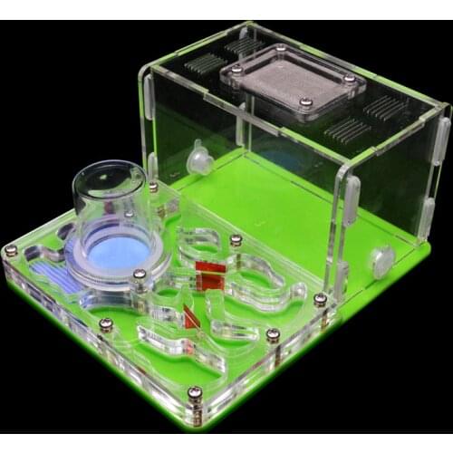 DIY Acryl Flat Ant Farm Ant Nest with Feeding Area Ant House Pet Anthill Workshop with Moisturizing Water Tower 12*15*7.5cm