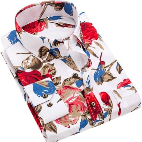 Aoliwen brand 2021 Printed long-sleeved business casual shirt spring new mens social collar button shirt striped twill design