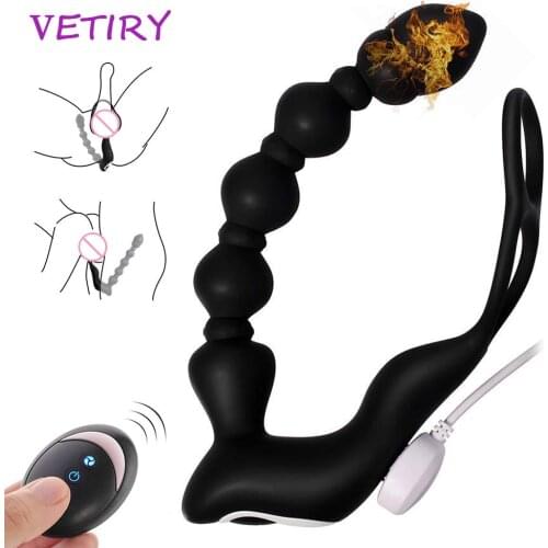VETIRY Male Prostate Massage Vibrator Heating Anal Plug Sex Toys for Gay Men Anal Toys Butt Plug Delay Ejaculation Ring for Man