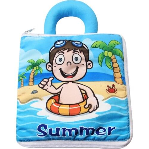 Soft Books for Toddlers, Touch and Feel Activity, Safe and Non-toxic, Infant Books for Early Children Development - Summer