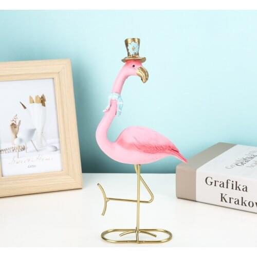 Nordic Desktop Resin Flamingo Ornaments Home Decoration Living Room Bedroom Animal Crafts Wedding Party Valentines Ornament Gift
