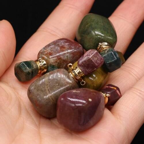 Natural Semi-precious Stones Perfume Bottle Pendant Exquisite Semi-Precious for Jewelry Making Charms DIY Necklace Accessory