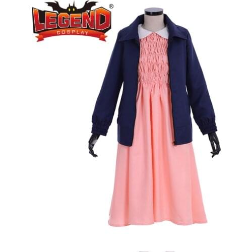 Stranger Things Eleven Dress Women Girl Pink cosplay costume outfit