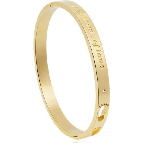 New Fashion Jewelry Bracelet Stainless Steel Love Crystal Bangles Sweet Romantic Design Gold Colour Bracelet For Women