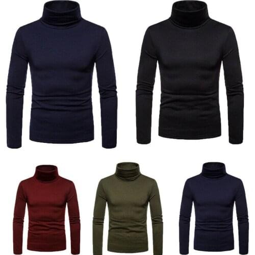 2020 Newest Fashion Men Roll Turtle Neck Pullover Knitted Jumper Solid Tops Sweater Shirt Hot Sale