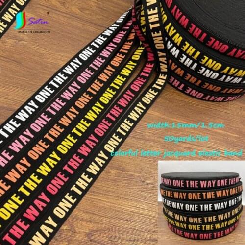 Wholesale 15mm/1.5cm Colorful Letter Jacquard Elastic Band DIY Hand Sew Dress Pants Clothes Hair Band Head Rope Elastic Band