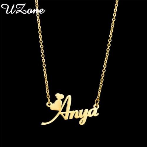UZone Heart Name Necklace for Girls Women Charm Custom Personalized Name Chocker Necklaces Female Romantic Gifts Wholesale