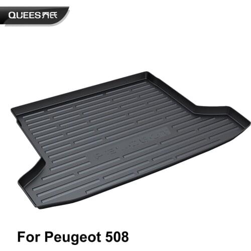 QUEES Custom Fit Cargo Liner Trunk Mat for Peugeot 508 Saloon First Generation ( Don't Fit 508 Estate SW ) from 2010 to 2018
