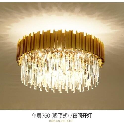 Luxury Crystal Ceiling for Living Room Modern Gold Round Lamp Led Home Interior Lighting Fixtures