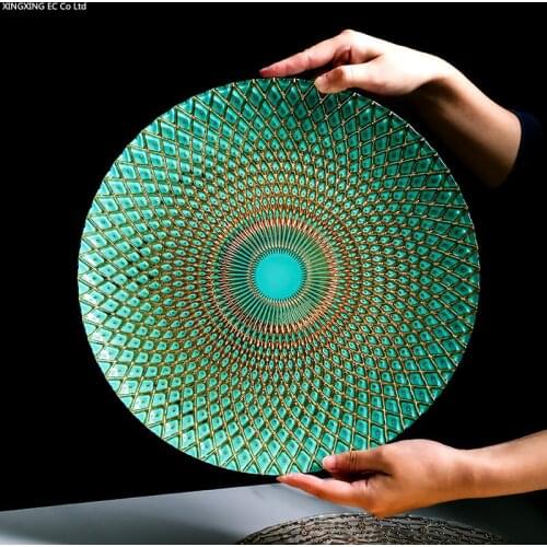 Nordic Luxury Crystal Glass Fruit Plate Western Food Large Plate Household Tableware Living Room Tea Table Decoration Crafts