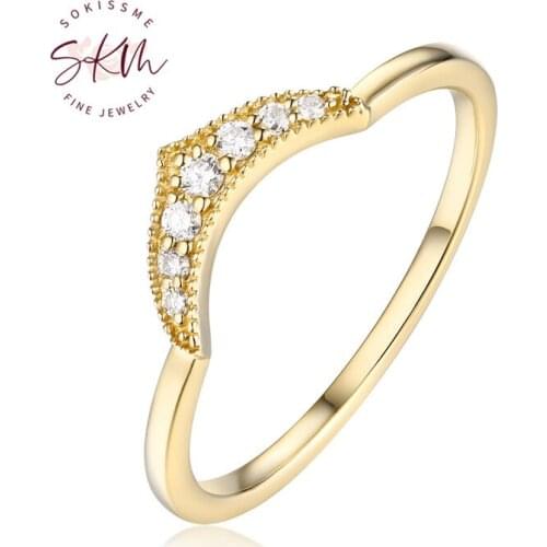 SKM Art Vintage Diamond Ring deco wedding band Yellow Gold Curved wedding band Thin Dainty stacking Promise Anniversary