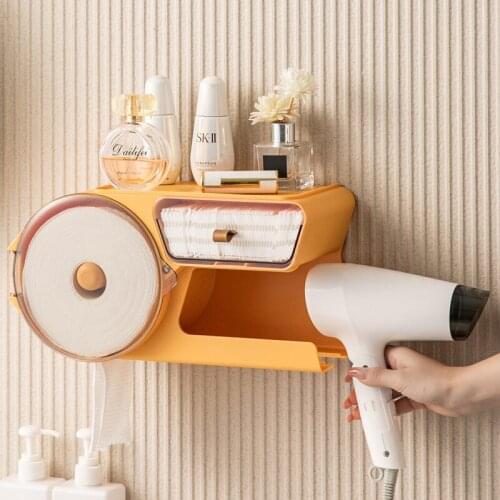 Household Hair Dryer Rack Bathroom Seamless Sticker Wash Face Towel Holder Tissue Box Wc Accessories Toilet Paper Roll Holder