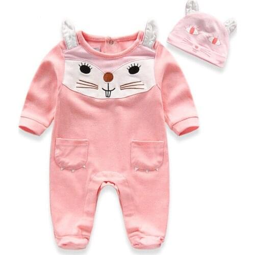 Lovely Fox Style Spring Baby Romper With Hat Cashmere Newborn baby Clothed Infant One Piece Costume