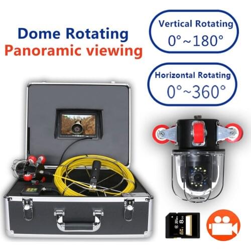 7'' Pipe Inspection Video Camera Drain Sewer Pipeline Industrial Endoscope support DVR Video recording 360 Degree Rotating Camer