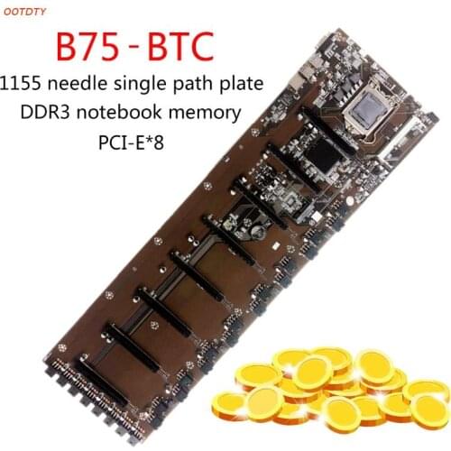 Onboard B75 BTC Mainboard Chipset VGA 8-GPU Bitcoin Motherboards for Miner 8PCI-E Mining Mainboard