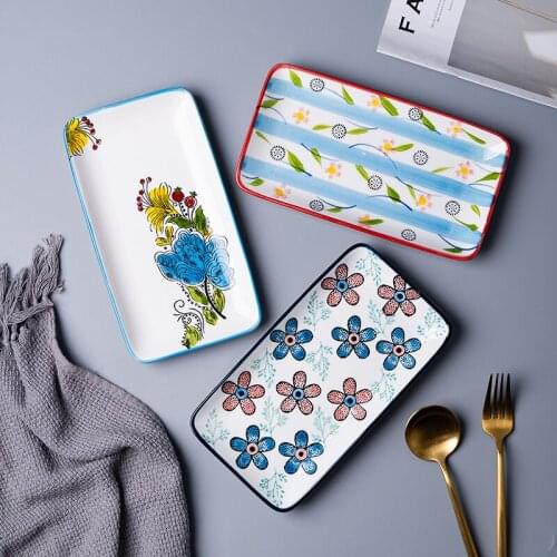 Japanese Ceramic Western Dishes Hand-painted Steak Dishes Underglaze Tableware Household Sushi Dishes Fish Dishes Plates Set