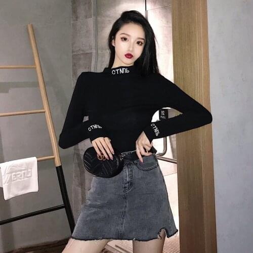 New Spring Fashion Women Causal Solid Loose Long Sleeve Turtleneck T-Shirts Lady Girls Basic Tee T Shirts Tops NS4486